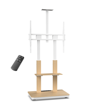  XTRARM Duolite Elektrisch Mobiler TV Ständer Weiß/Buche