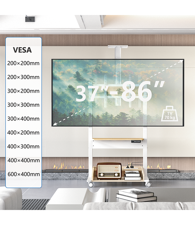 DQ WALL-SUPPORT TV-Ständer Zelos Weiß Eiche