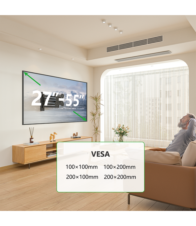 XTRARM Axis XL 108,5 cm Schwarz TV Wandhalterung