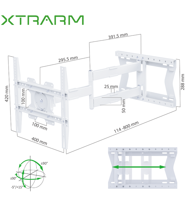 XTRARM Tantal FLEX 80 cm Weiss TV Wandhalterung