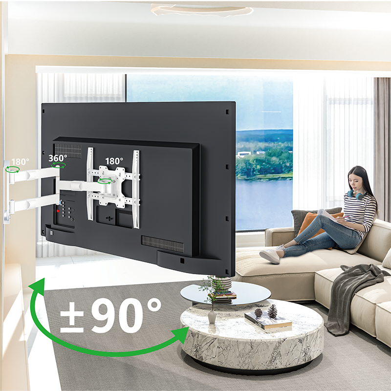 TV Wandhalterung Halter 37-80" Bis 70kg Ausziehbar Bis 80 Cm Schwenkbar Weiß