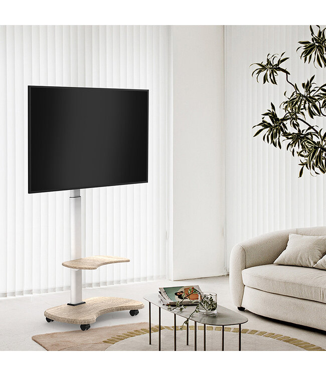 XTRARM Stellar mobiler TV Ständer Weiß/Eiche