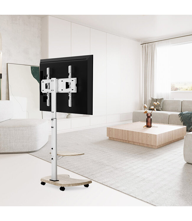 XTRARM Stellar mobiler TV Ständer Weiß/Eiche