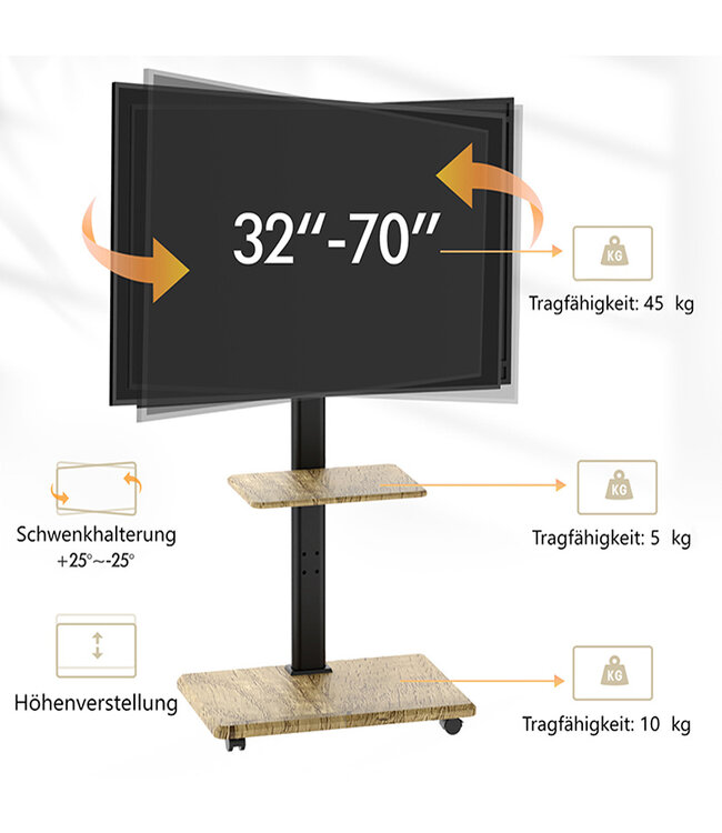 XTRARM Delphos mobiler TV Ständer Kirsche
