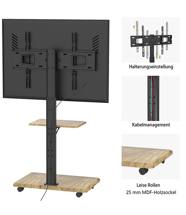 XTRARM Delphos mobiler TV Ständer Kirsche