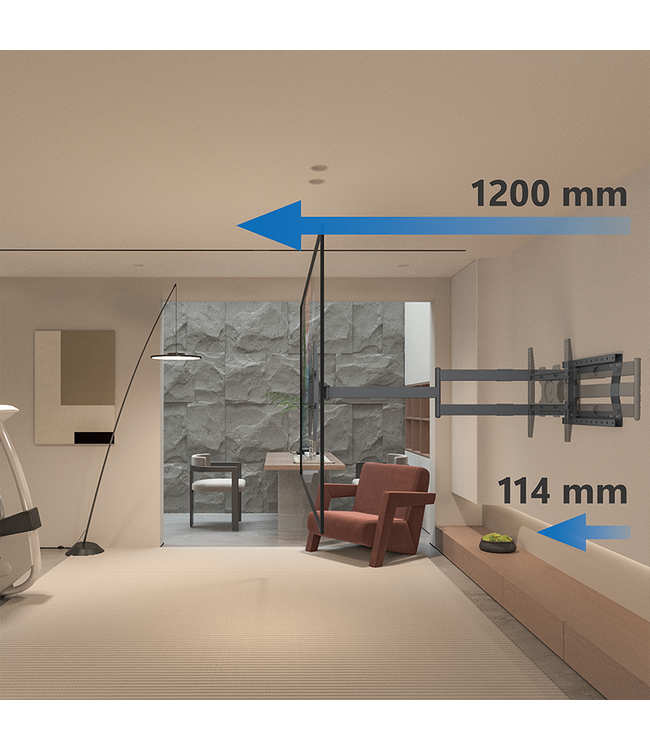 DQ WALL-SUPPORT Hercules, FLEX 120 cm Schwarz TV Wandhalterung