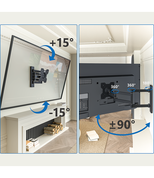 DQ WALL-SUPPORT Rotate XL 70 cm Schwarz TV Wandhalterung