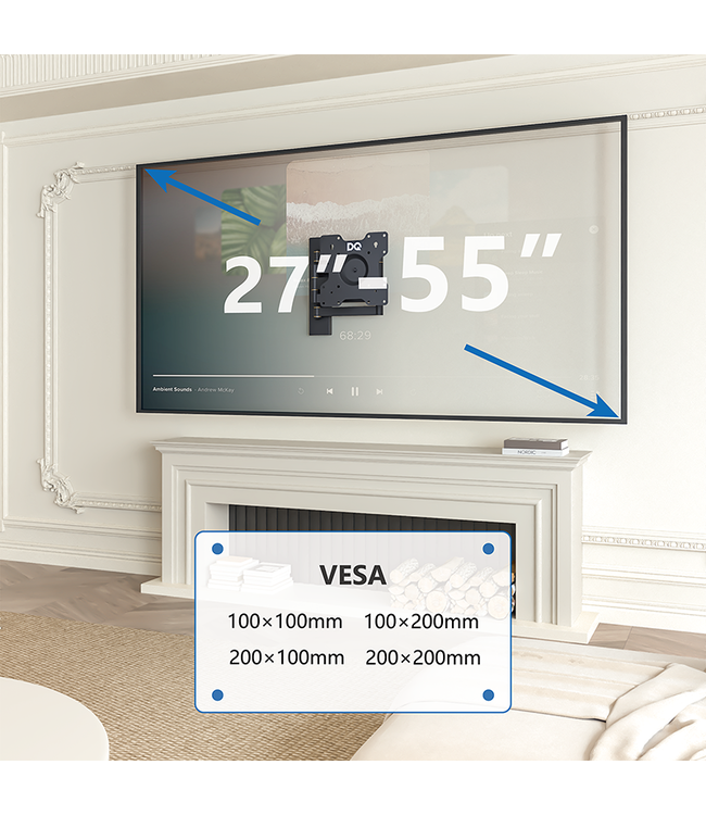 DQ WALL-SUPPORT Rotate XL 70 cm Schwarz TV Wandhalterung