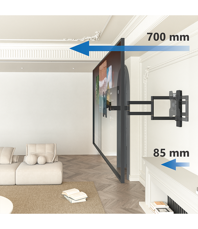 DQ WALL-SUPPORT Rotate XL 70 cm Schwarz TV Wandhalterung