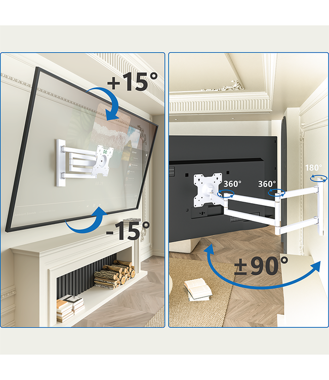 DQ WALL-SUPPORT Rotate XL 108,5 cm Weiss TV Wandhalterung