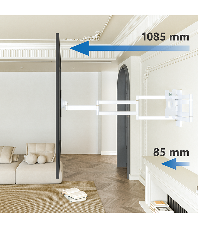 DQ WALL-SUPPORT Rotate XL 108,5 cm Weiss TV Wandhalterung