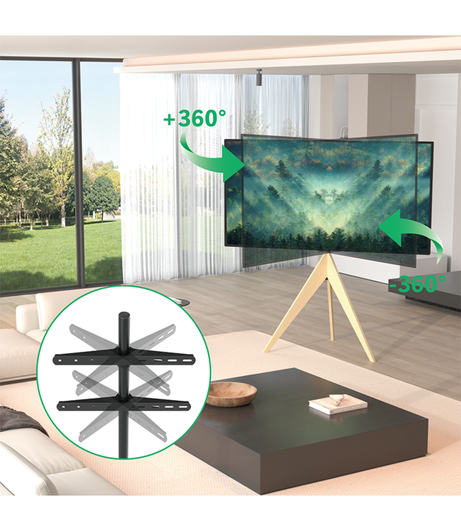 XTRARM Argo Tripod TV Ständer helles Holz