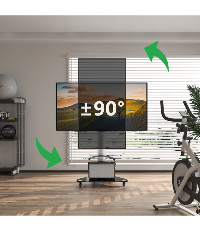 XTRARM Proton 100 mobiler TV Ständer Schwarz / Silber