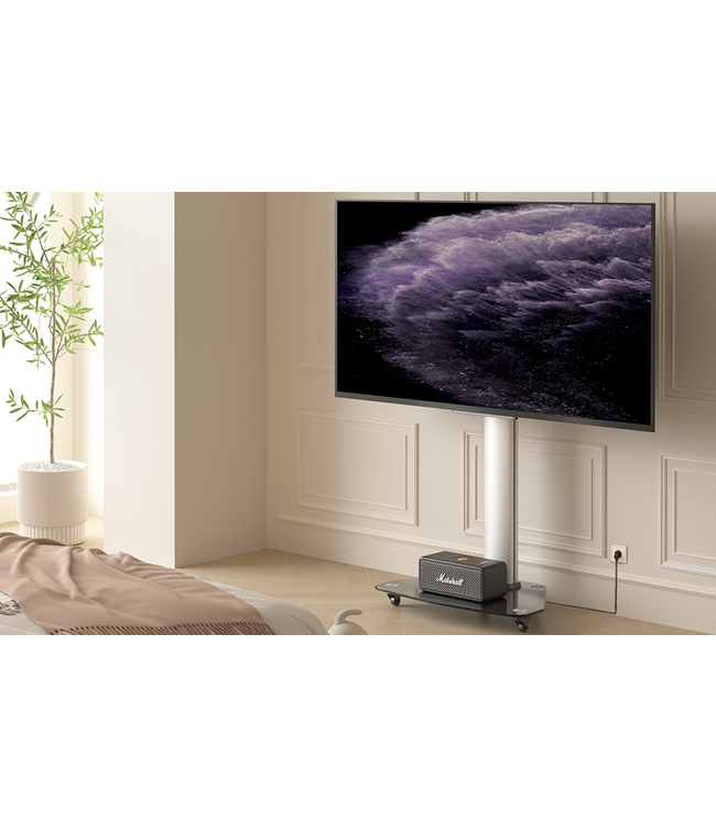 XTRARM Proton 100 mobiler TV Ständer Schwarz / Silber