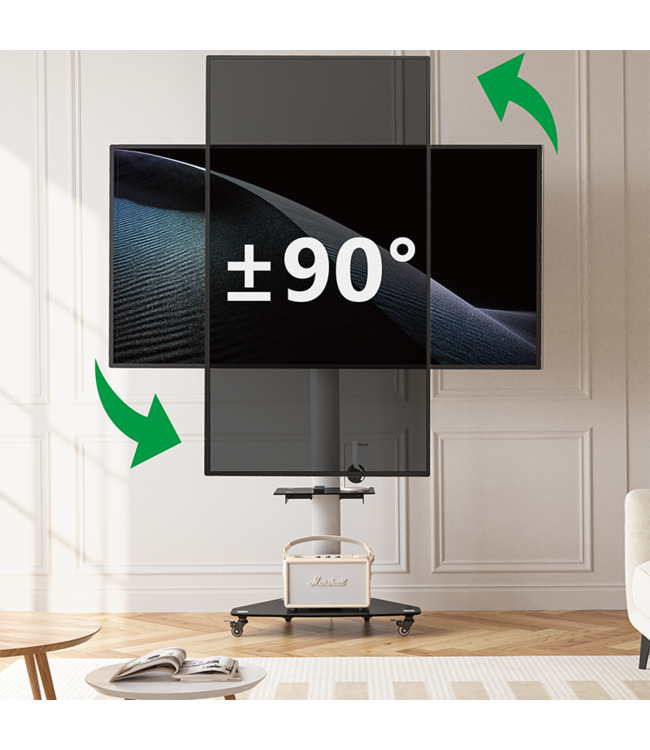 XTRARM Proton 300 mobiler TV Ständer Schwarz / Silber