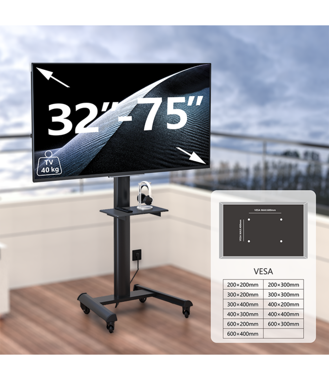 XTRARM Proton 500 mobiler TV Ständer Schwarz