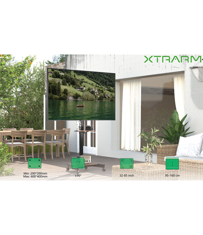 XTRARM Elevate Electric mobiler TV Ständer Schwarz / Walnuss