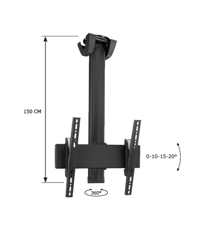Vogel's Professional SET CT 1564 Noir 150 cm - 360° - Support TV plafond