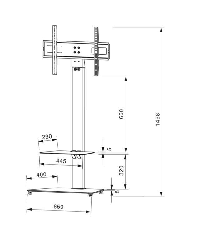 DQ Wall-Support Mobile TV Pied Adrian 1 Noir