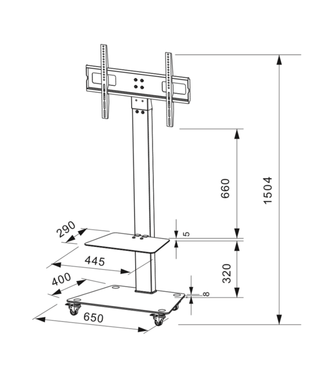 DQ Wall-Support Mobile TV Pied Adrian 1 Noir