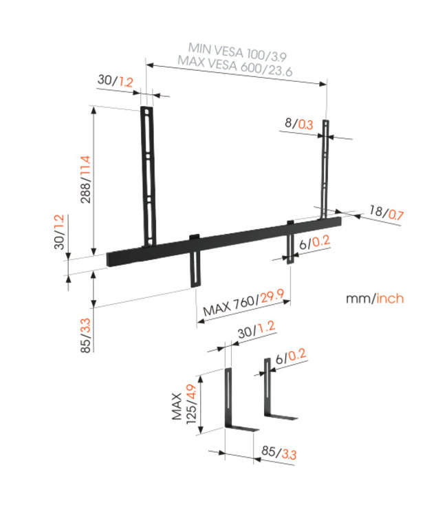 Vogel's SOUND 3550 Support universel pour Barre de son