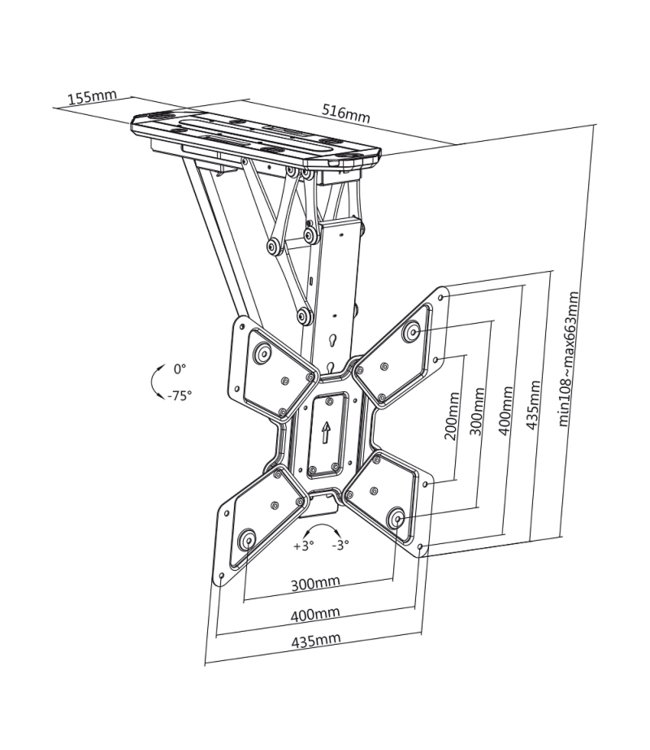 MyWall HL40ML motorisé - Support TV Plafond