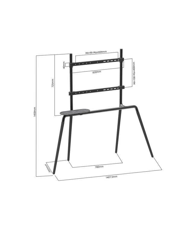 XTRARM AYTA - Support  Pied TV Noir