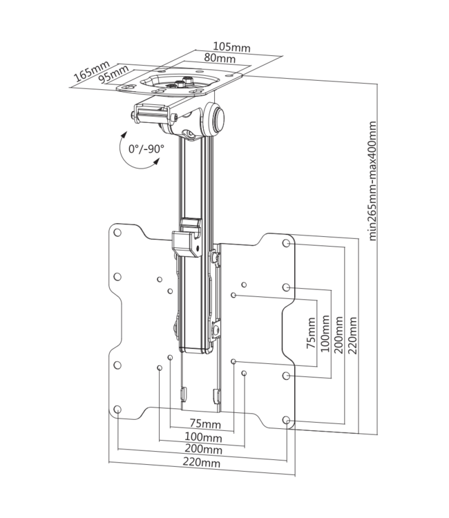 DQ Wall-Support Ceiling Lock M Noir - Support TV plafond