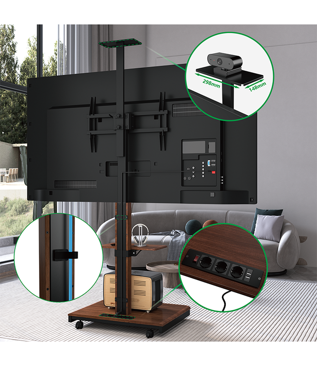 XTRARM Elite Noir/noyer - Pied de sol électrique sur roulettes
