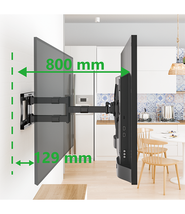 XTRARM Cratos 80 cm double Rotate VESA 600 Noir - Support tv mural