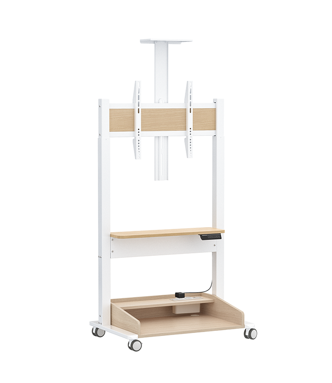 DQ Wall-Support Soporte de TV Zelos ajustable eléctricamente blanco roble