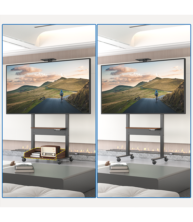 DQ Wall-Support Support TV Zelos réglable électriquement noir noyer