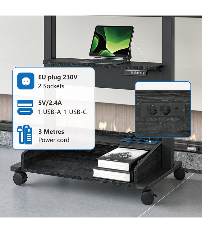 DQ Wall-Support Soporte de TV Zelos ajustable eléctricamente negro