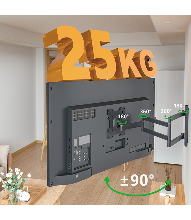 XTRARM Axis XL 108.5 cm Noir Support rotatif, orientable et inclinable