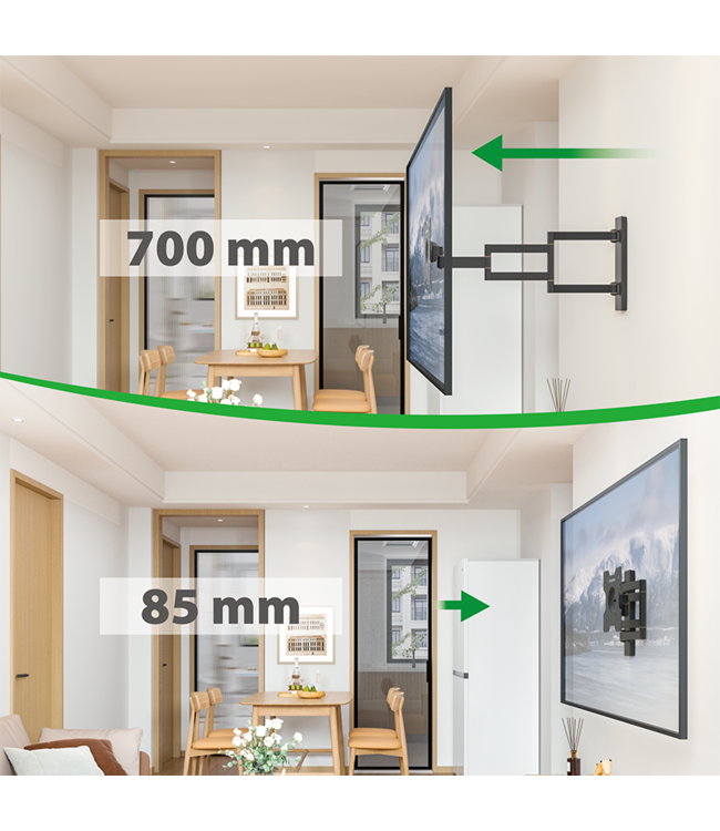 XTRARM Axis XL 70 cm Noir Support rotatif, orientable et inclinable