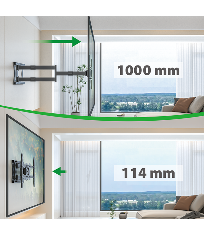 XTRARM Crius 100 cm Rotatif 600 Noir - Support tv mural