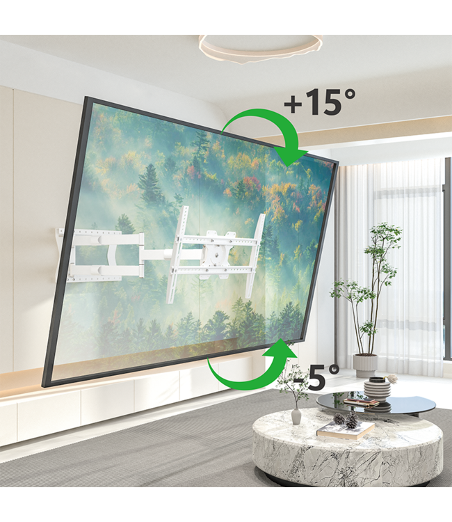 XTRARM Crius 100 cm Inclinable, orientable et rotatif 600 Blanc - Support tv mural