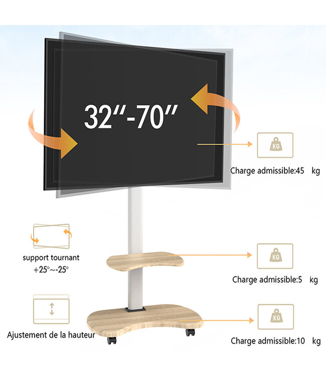 XTRARM Support TV Stellar chêne / blanc
