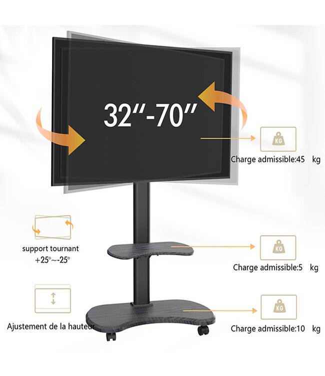 XTRARM Support TV Stellar noir/noir