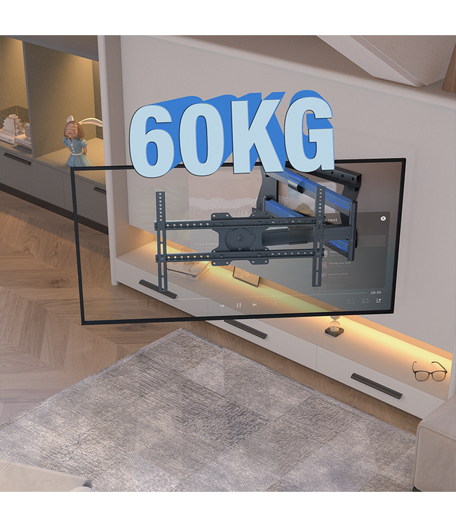 DQ Wall-Support Hercules 2.0 100 cm Flex 600 Noir - Support Mural TV