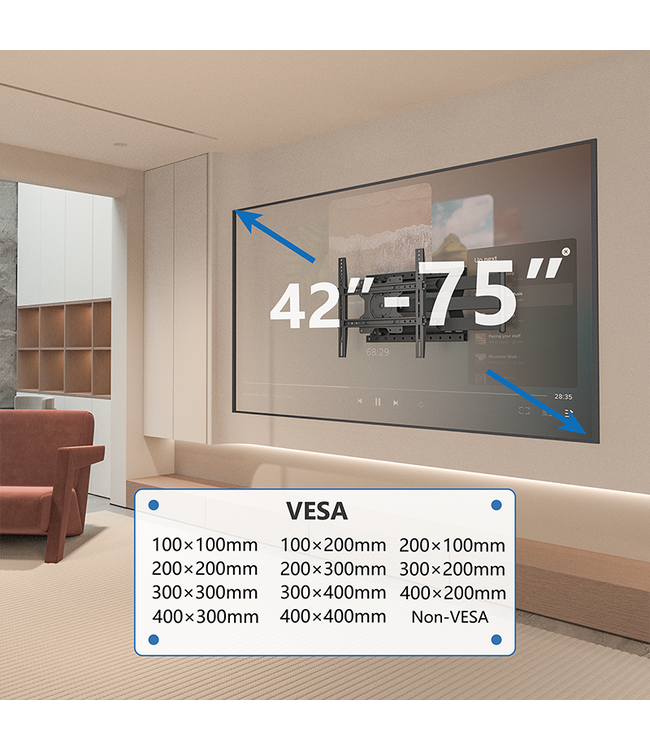 DQ Wall-Support Hercules 2.0 120 cm Flex 400 Noir - Support Mural TV