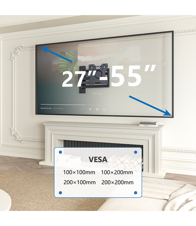 DQ Wall-Support Rotate XL Noir 108,5 cm -  Support Mural TV