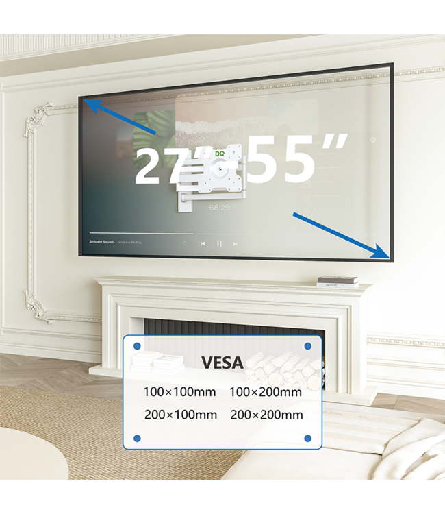 DQ Wall-Support Rotate XL Blanc Cassé 108,5 cm  - Support Mural TV