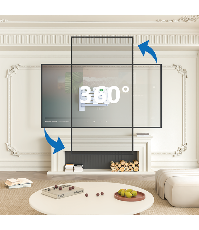 DQ Wall-Support Rotate XL Blanc Cassé 108,5 cm  - Support Mural TV