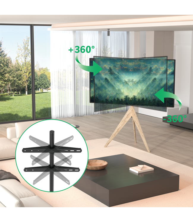 XTRARM Argo Tripod - Support pied TV chêne gris