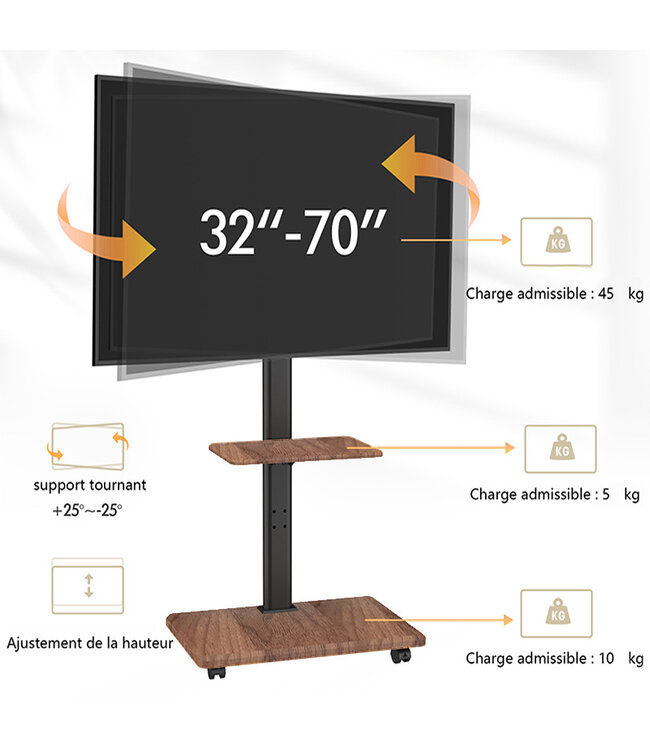 XTRARM Delphos Noix - Pied de sol sur roulettes