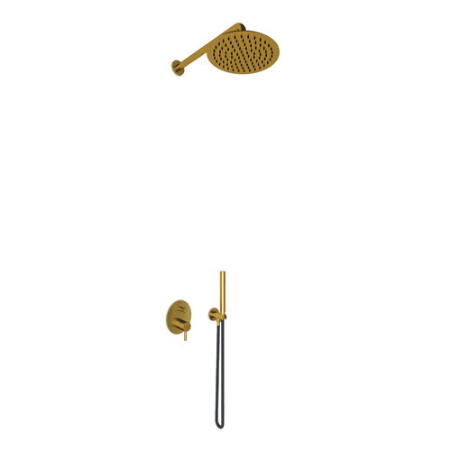 JEE-O Slimline Wand douche combinatie met handdouche douchekop klein douchekophouder omsteller 02 mat goud - 800-6445 JEE-O JEE-O Slimline Wand douche combinatie met handdouche douchekop klein douchekophouder omsteller 02 mat goud - 800-6445