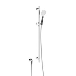 HotBath Cobber glijstang 90cm met wandaansluitbocht 150cm doucheslang en ronde handdouche messing verouderd verweerd