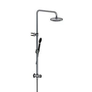 HotBath Cobber M438 regendoucheset met omstel en 150cm doucheslang met 20cm ronde hoofddouche staafhanddouche messing verouderd