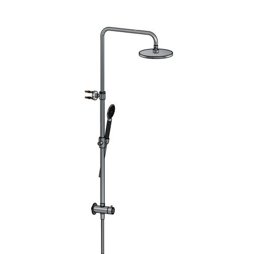 HotBath HotBath Cobber M438 regendoucheset met omstel en 150cm doucheslang met 20cm ronde hoofddouche staafhanddouche Mat Zwart